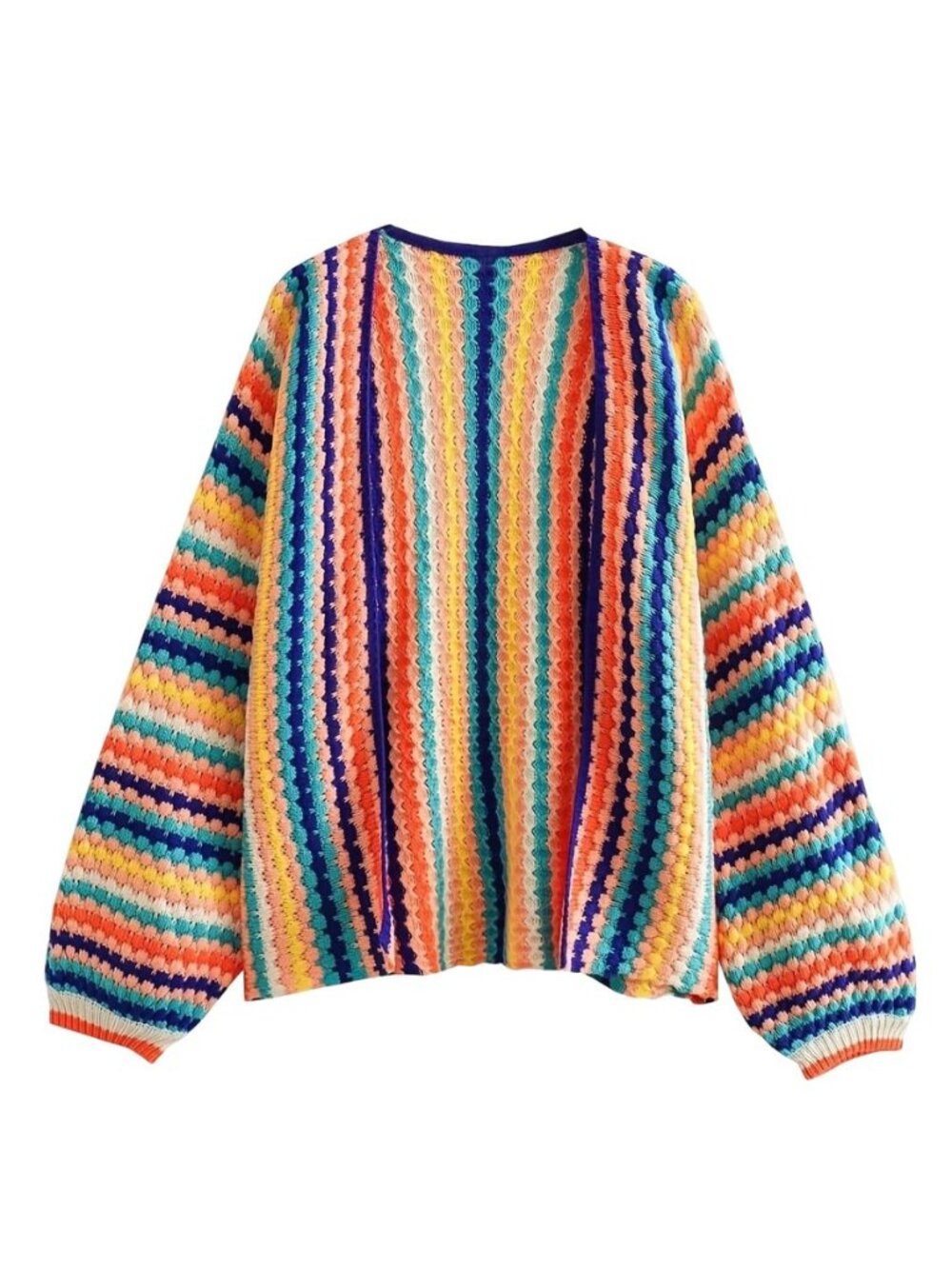Women's Striped Open Front Knit Cardigan Jacket